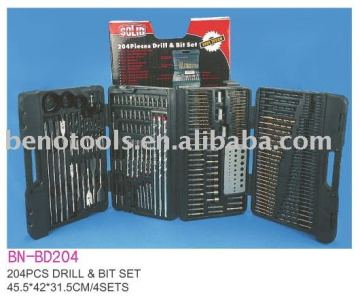 Manufacturer factory with high quality Drill ,packing case BENO-MD204 piece dill& bit set,HAND tools wood drill bit