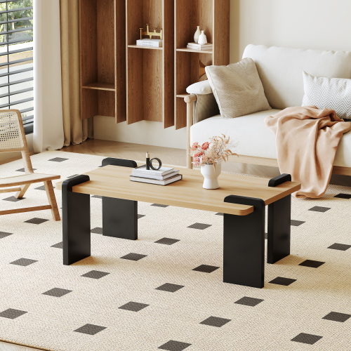 Modern Luxury Black and Wood Panel Side Table