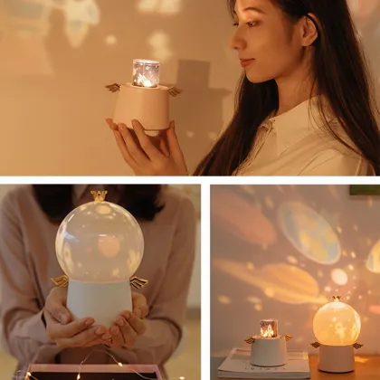 Children's Cartoon Rotating Night Light - LED Music Box Space Projector Lamp