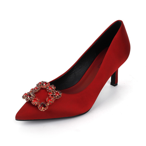 Luxurious Diamond-Buckle Stiletto Heels