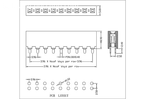 3.96 mm Female Header Single Row  Straight Type H8.9  FHFS01-XXSXXX