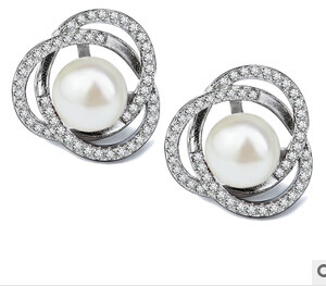 Silver bridal earrings