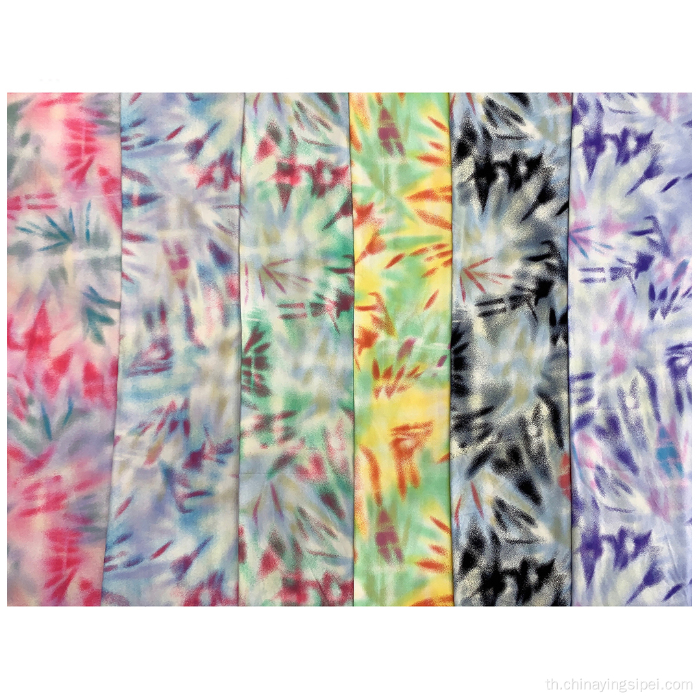 สต็อกล่าสุดของสต๊อกนุ่มสีสันสดใส viscose พิมพ์ tie dyed poplin