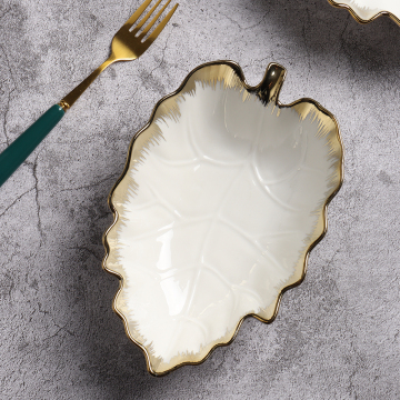 Phnom Penh Salad Plate - Creative Leaf Decorative Ceramic Bowl