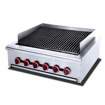 Professional Commercial Kitchen Equipment Counter Top Gas Lava Rock Grill