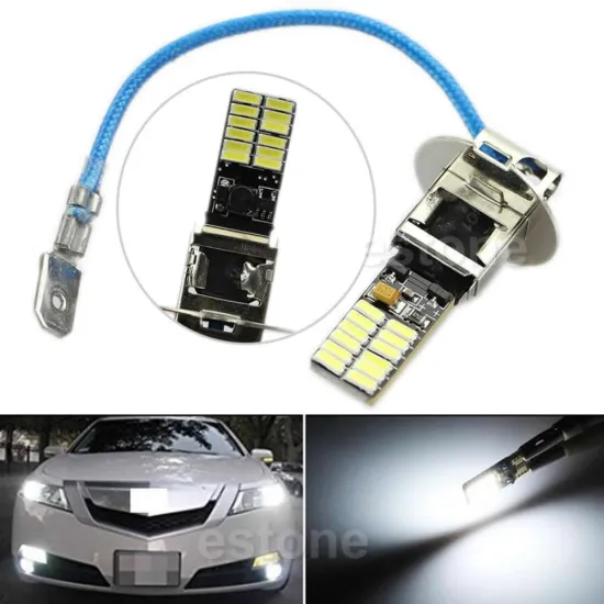24-SMD-4014 H3 6500K HID White LED Bulbs for Fog Light or Driving Lamp New