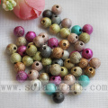 Frosted Colorful Foil Round Beads Loose Scatter Beads