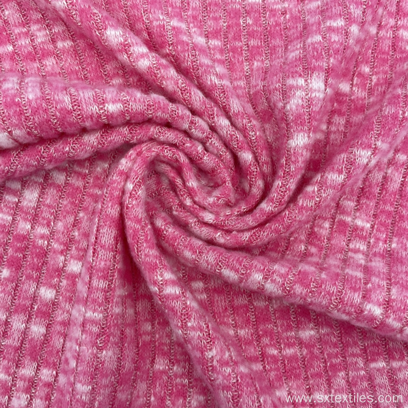 Polyester Blend Melange Knitted Rib Fabric