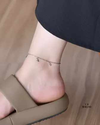 Sterling‑Silver LOVE Letter Charm Anklet