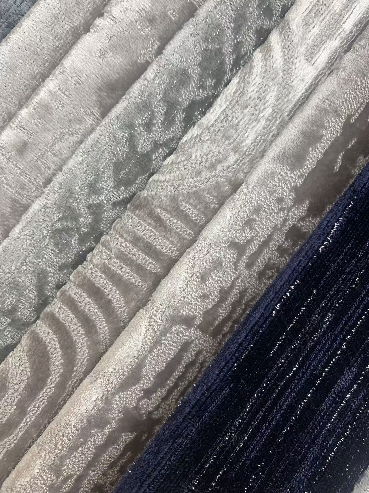 Multi-patterned Geometric Modern Velvet Upholstery Fabric