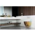 High-End Luxury: Golden-Rounded Plated White Cover One-Piece Wall-Mounted Toilet Bowl with Printed Design and Solid Ceramic Hand