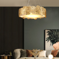 Round Copper Glass Led Chandelier Pendant Light