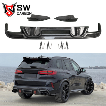 Kit splitter per spoiler per labbra per diffusore per paraurti posteriore in fibra di carbonio per la concorrenza BMW X5M/X5 F95 (2019-2023)