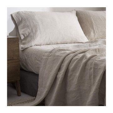 King Size 4pc 2022 New Arrival French Linen Cotton Linen Bed Sheet Bedding Set