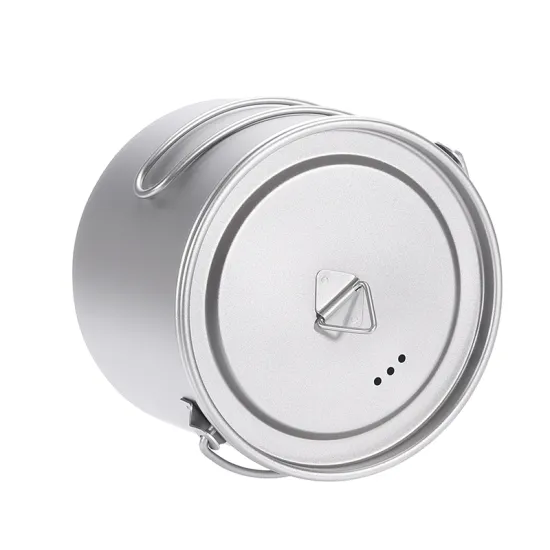 Titanium Pot Camping Fry Pan Camping Pot Ultralight Portable Hanging Pot with Lid