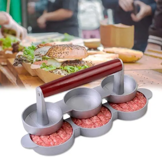 Triple Hamburger press Aluminum Non-Stick Hamburger Patty Maker Hamburger Mold Grilling Accessories