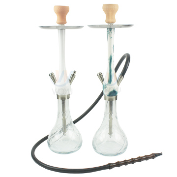 Guangzhou woyu glass single pipe nargile accessories wooden nargile hokah painted wood shisha