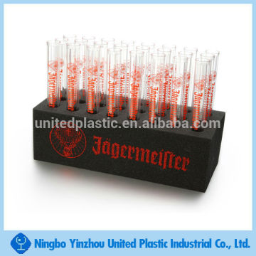 plastic test tube with foam holder
