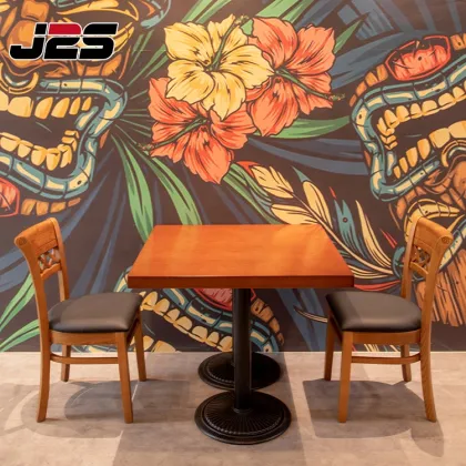 Solid Wood 4 Seat Restaurant Dining Table and Booth Seating Set