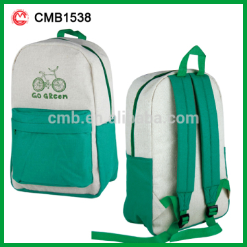 Fashion eco friendly jute & cotton practical backpack for school teenage
