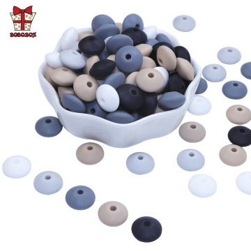 BOBO.BOX 10Pcs 12mm Silicone Beads Lentil Baby Teething Toys Pacifier Chain Food Grade Pearl Silicone DIY Necklace Jewelry Beads