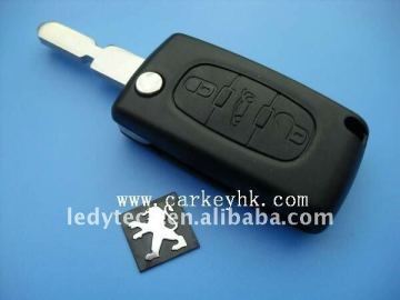 High quality Peugeot key,406 3 buttons flip remote key with trunk middle button