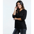 Crisscross V Neck Loose Fit Solid Long Sleeve