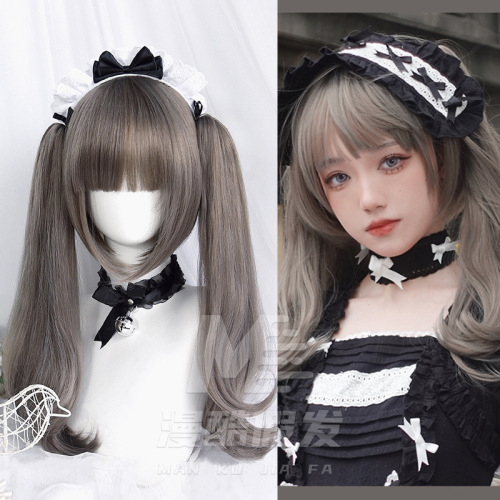 Ash Gray Split Twin-Tail Wig 2