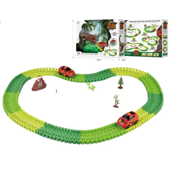 High-Quality 360° Rotation DIY Racing Road Train Set: Exciting Dinosaur Track Car Toys for Fun and Entertainment