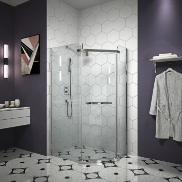Lampiran shower berlian dua potong dengan kaca temper 5mm dan bingkai aluminium mengkilap