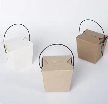 Kraft paper portable lunch box with handle