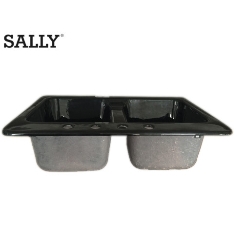 SALLY Black Acrylic Washing Double-Bowl Vanity Laundry Sink