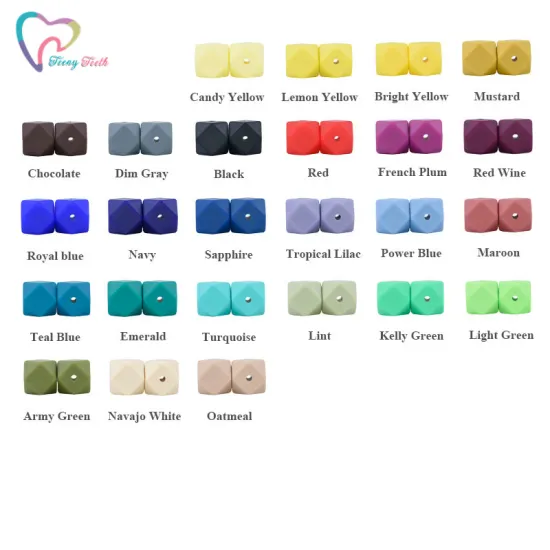 100pcs Mini Hexagon Food Grade Silicone Bead 14mm Baby Teether Baby Teething Toy BPA Free Nursing Necklace Pacifier Pendant