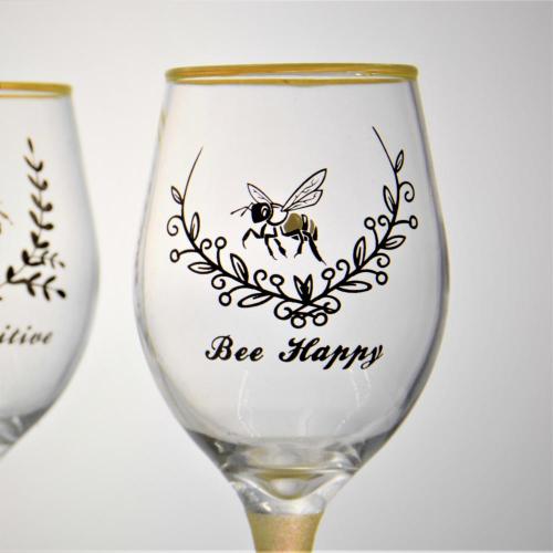 Wine Glasses glitter glass personalised wine glass goblet bee design Factory