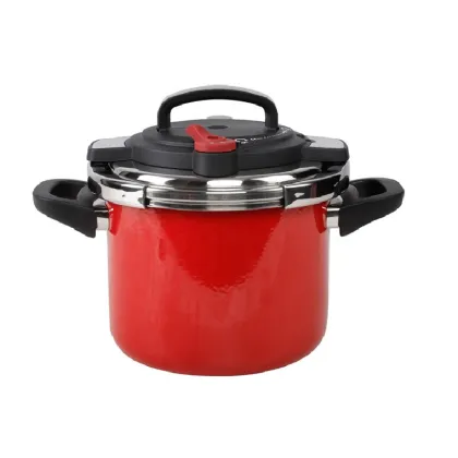 High-End Red Enamel Pressure Cooker with Bakelite Handle for Gas and Induction Stoves