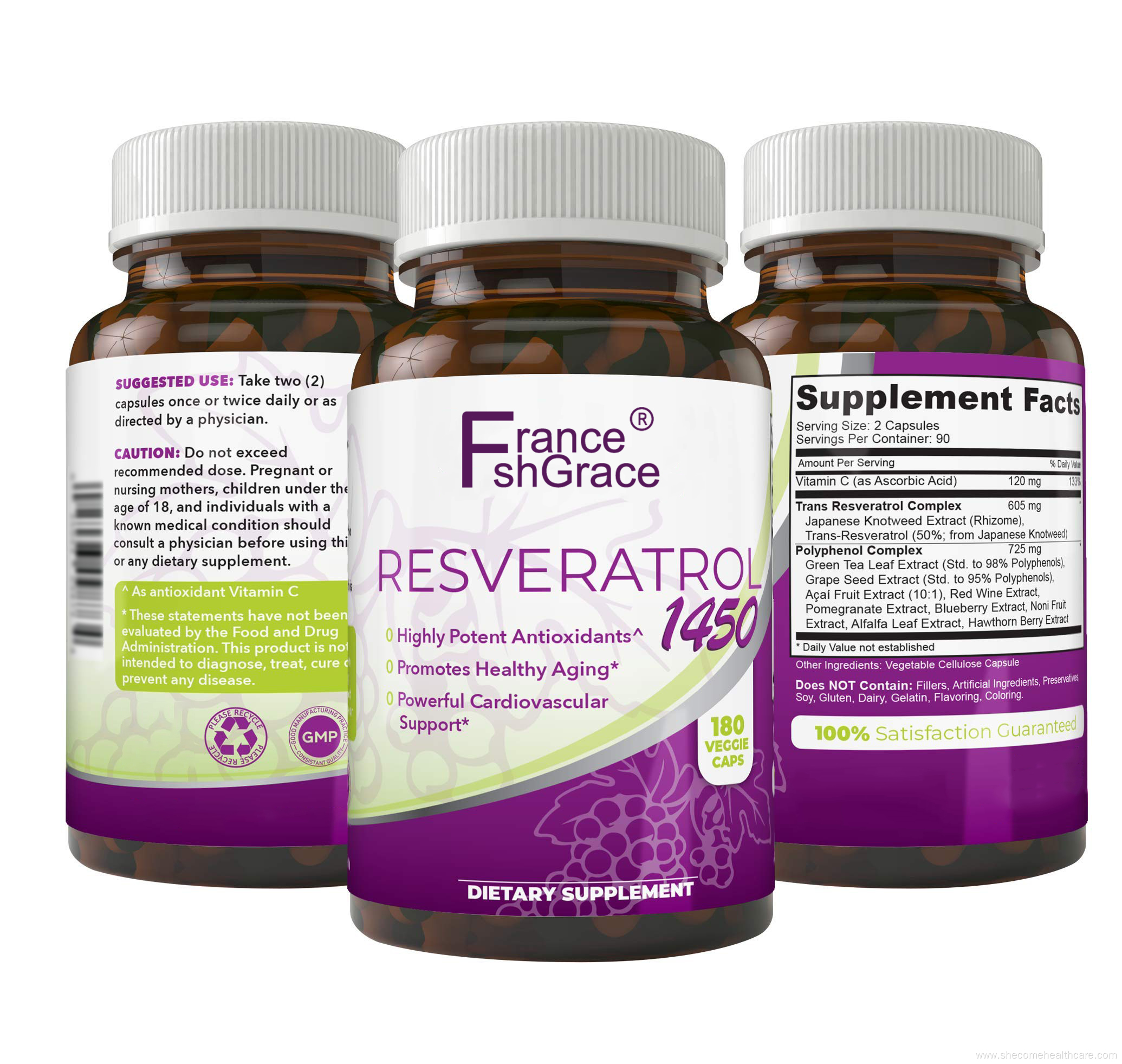 Trans Resveratrol Supplemen Promotes Anti-Aging capsules