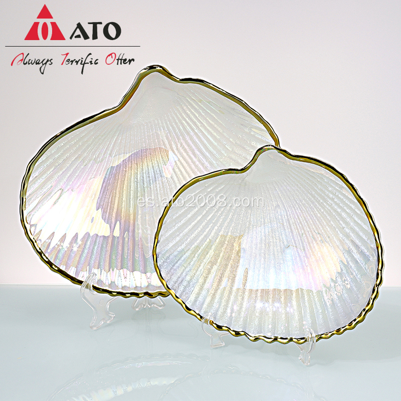 Plato decorativo de vidrio en forma de concha de concha plato de concha de concha