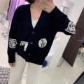 Western style embroidered wool v-neck knit cardigan coat