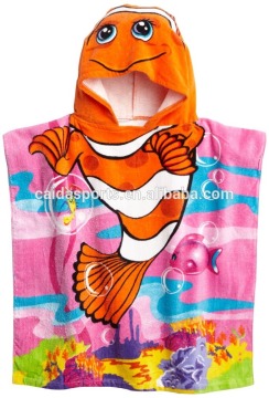 100% cotton poncho hooded towel for kids