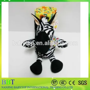 plush stuffed jungle animal soft tooy zebra with soft blanket for baby children