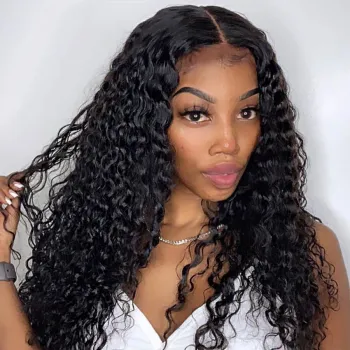 Wholesale Water Wave Wig Transparent Lace Frontal Wigs 8-30 Inch Long 4x4 Peruvian Wet and Wavy Curly Lace Front Human Hair Wigs