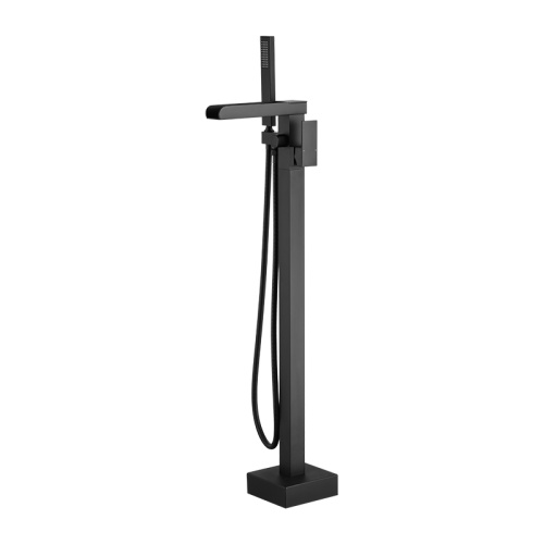 Itim na hindi kinakalawang na asero shower freestanding bathtub faucet