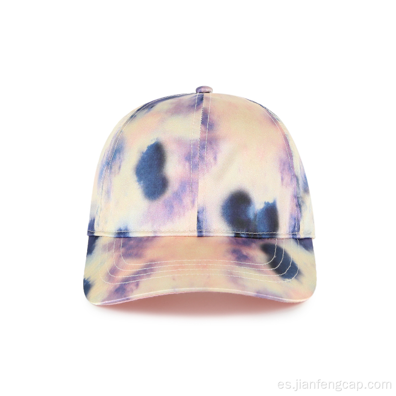 Gorra de béisbol de satén con efecto tie dye de colores en blanco