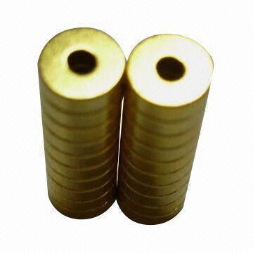 Gold-plated Ring Magnets, Various Grades and Sizes are Available