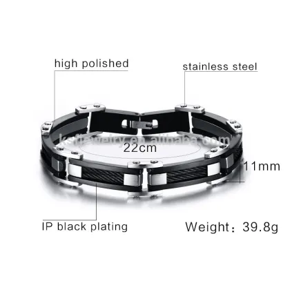 Top Quality Link Bracelet Men Jewelry Black Bracelet With Wire Bracelet Jewelry 2016