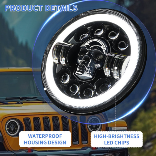 LiuHJG Skull 7 Inch 31W Motorcycle Driving Light LED Headlights