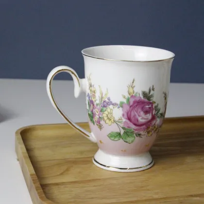 12 Oz Royal Vintage Porcelain Bone China Coffee Mug - Floral Mugs & Tea Cup Gift Ideas