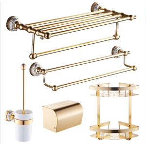 Accesorios de baño de inodoro de aluminio dorado de alta calidad Juego de accesorios de baño