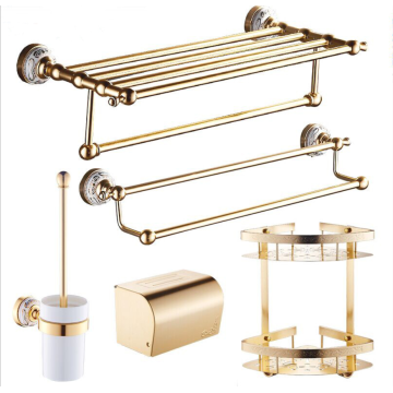 High Quality golden aluminum toilet bathroom accessories Washroom accessory Set