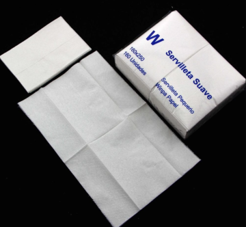 Folded paper napkins used in restaurants